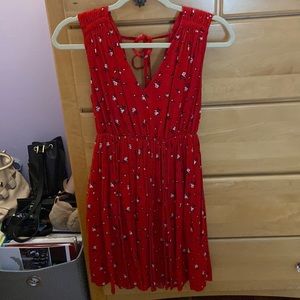 Madewell red floral dress, fit and flare